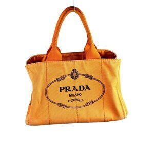 Pre-owned Prada Canapa Fabric Tote Bag Small Tote in Orange